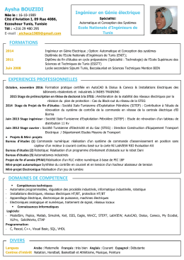 Aysha BOUZIDI FORMATIONS DOMAINES DE COMPETENCE