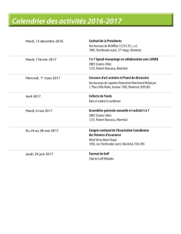 Venez consulter notre calendrier des activités 2016-2017