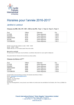 Horaires pour l`année 2016-2017 - Lycée Français International de