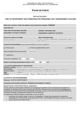 chef du d&eacute;partement des formations des personnels de l