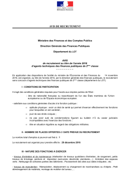 avis de recrutement - Services de l`Etat dans le Lot