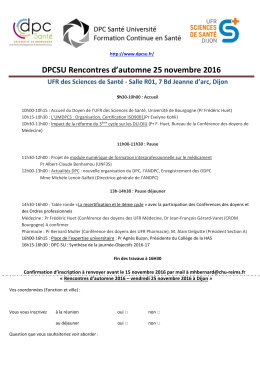 DPCSU Rencontres d`automne 25 novembre 2016