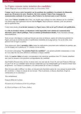 Le Figaro censure notre notation des candidats.