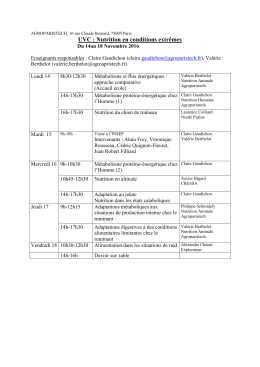 UVC : Nutrition en conditions extrêmes