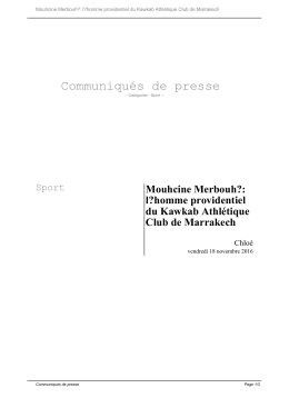 homme providentiel du Kawkab Athlétique Club de Marrakech