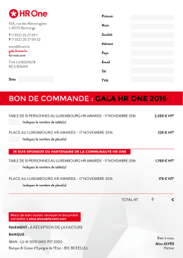 BON DE COMMANDE : GALA HR ONE 2016