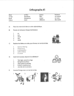 Page 1 deux Un feu jeudi mieUX A) B) C) D) E) Orthographe #1 Un