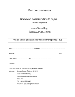 Bon de commande - &Eacute;ditions JPLOU