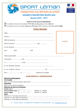 Dossier d`inscription BPJEPS AAN 2016