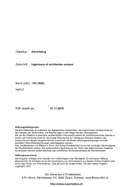Ing&eacute;nieurs et architectes suisses Band (Jahr): 119 - E