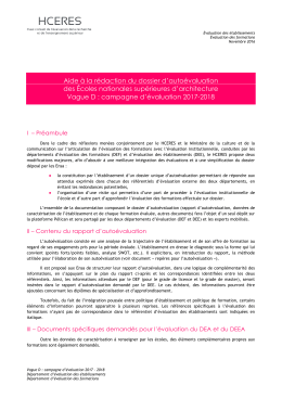 Aide &agrave; la r&eacute;daction du dossier d`auto&eacute;valuation des Ensa