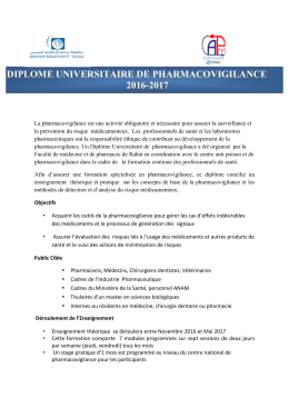 diplome universitaire de pharmacovigilance 2016