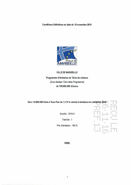 Conditions d&eacute;finitives en date du 16 novembre 2016