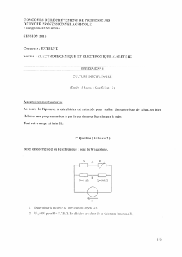 SUJET PLPA EXT EP 1 ELECTROTECHNIQUE ET