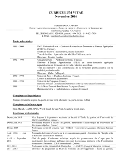 curriculum vitae - Gredi - Universit&eacute; de Sherbrooke