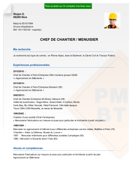 Recrutement CV CHEF DE CHANTIER / MENUISIER