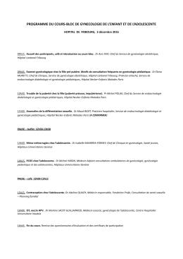 programme du cours-bloc de gynecologie de l`enfant et de l