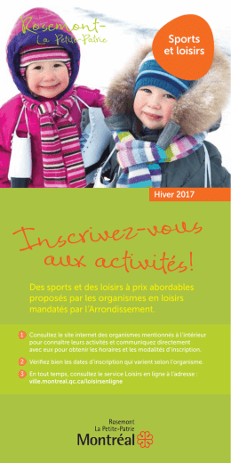 programme des activités de sports et de loisirs