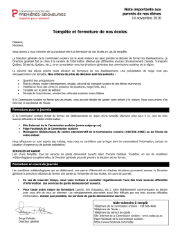 Tempête et fermeture de nos écoles - École Samuel