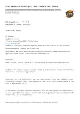 Garde d`enfants &agrave; domicile