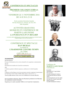 premier colloque ehdaa vendredi le 11 novembre 2016 de 16 h 30 à