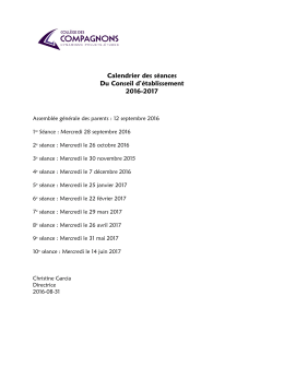 Calendrier des séances Du Conseil d`établissement 2016-2017