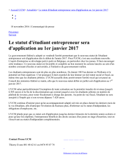 Le statut d`étudiant entrepreneur sera d`application