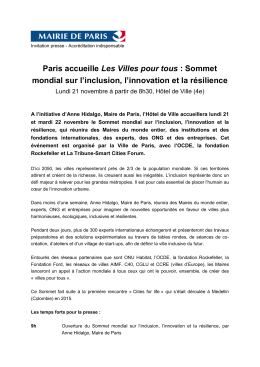 Paris accueille Les Villes pour tous : Sommet mondial sur l`inclusion