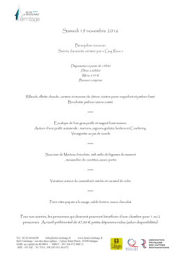 Soirées de l`ermitage: menus