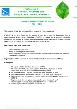 Table ronde 3 Samedi 12 Novembre 2016 Bab Ighli, Salle