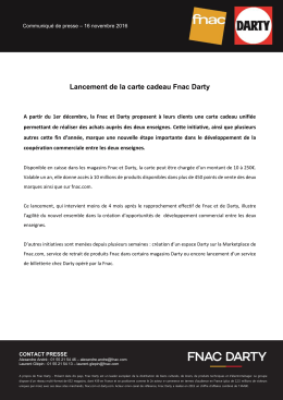 Lancement de la carte cadeau Fnac Darty