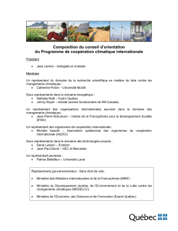 Conseil d`orientation - Ministère du Développement durable, de l