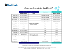 Horaire des fêtes 2016-2017