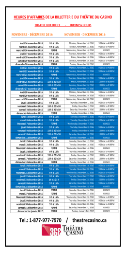 l`HORAIRE BILLETTERIE