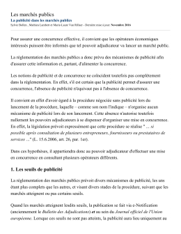 Les march&eacute;s publics