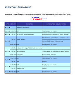 Planning des animations de la Foire expo