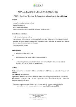appel a candidatures hiver 2016/ 2017
