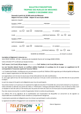 bulletin d`inscription trophee des ruelles de meounes samedi 3