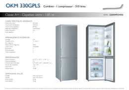 Classe A+ - Clayettes verre - 1,85 m