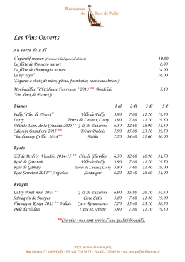 Carte des vins - Restaurant du Port de Pully