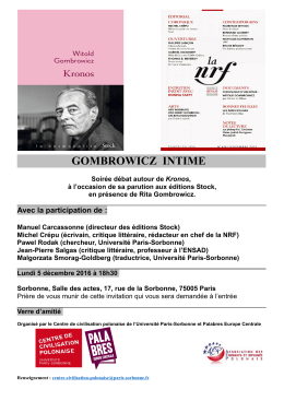 gombrowicz intime - Universit&eacute; Paris