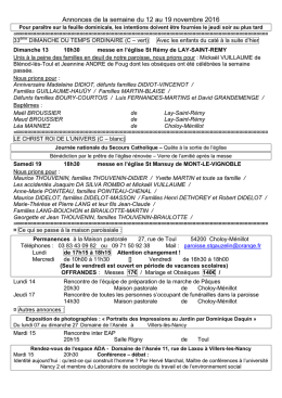 Annonces dominicales - Paroisse Saint