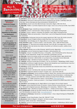 Animations Du 17 au 30 novembre 2016