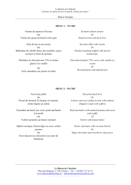 Menus Groupes MENU 1 - Le Bistrot de Charlotte