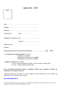 Ann&eacute;e 2016 &ndash; 2017 - Les Choeurs de Plaisance