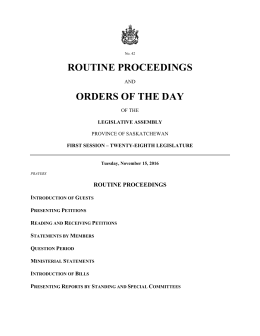 Orders of the Day - Legislative Assembly of Saskatchewan