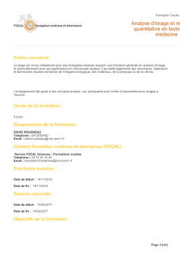 Analyse d`image et microscopie quantitative en