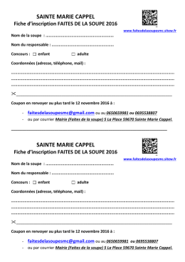 La fiche d`inscription au concours de soupe