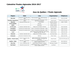 Calendrier Finales régionales 2016