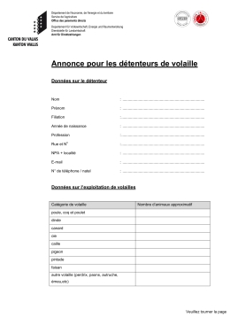 Annonce pour les d&eacute;tenteurs de volaille